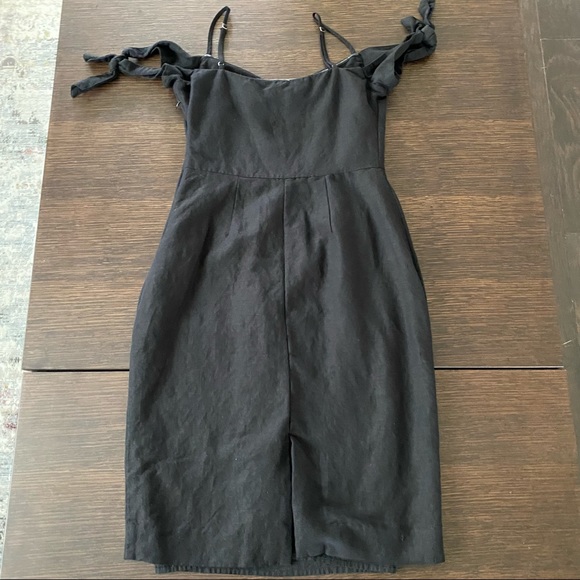 A&F black linen midi dress with tie shoulders - Picture 9 of 14